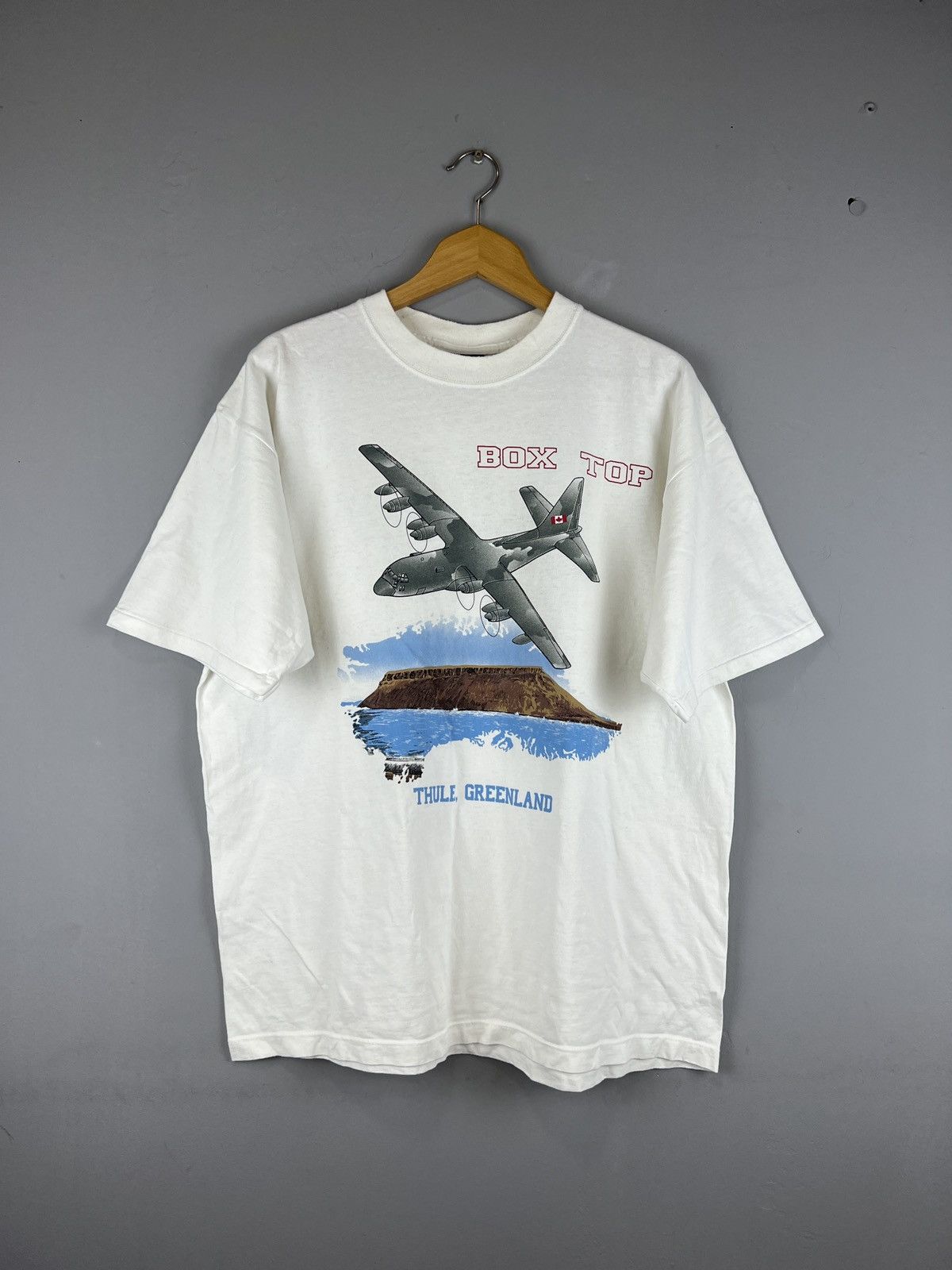 Vintage Vtg Box Top Thule Grenland 1990 tee War flyer from Canada | Grailed