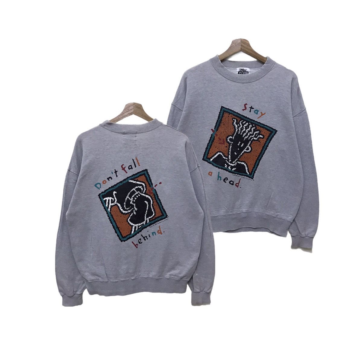 image of Cartoon Network x Vintage 80’S Dido Fido Mirror Sweatshirt Crewneck Big Print in White (Size Medium