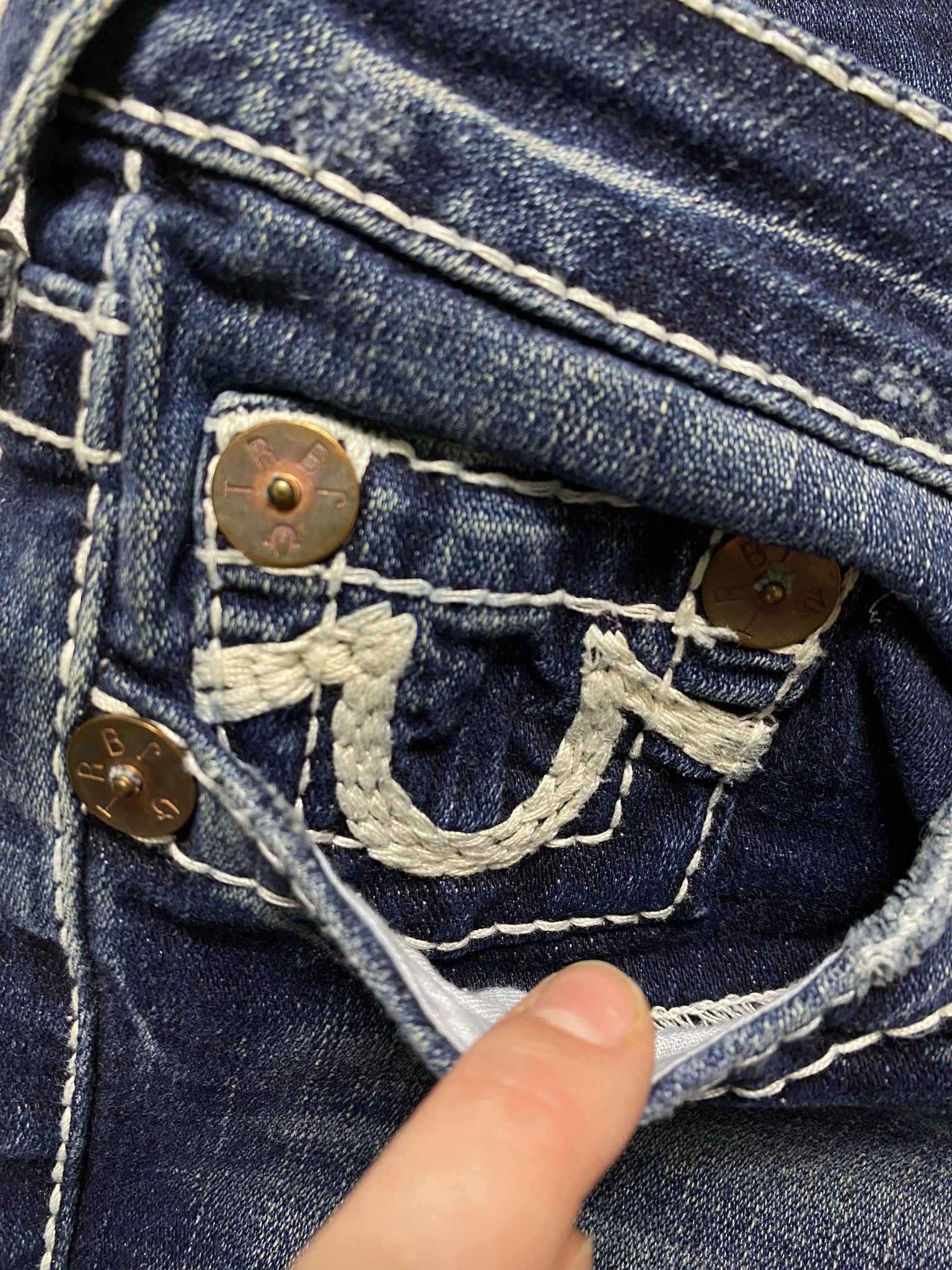 True Religion × Vintage True religion white stitch denim vintage y2k streetwear Size 29" - 5 Thumbnail