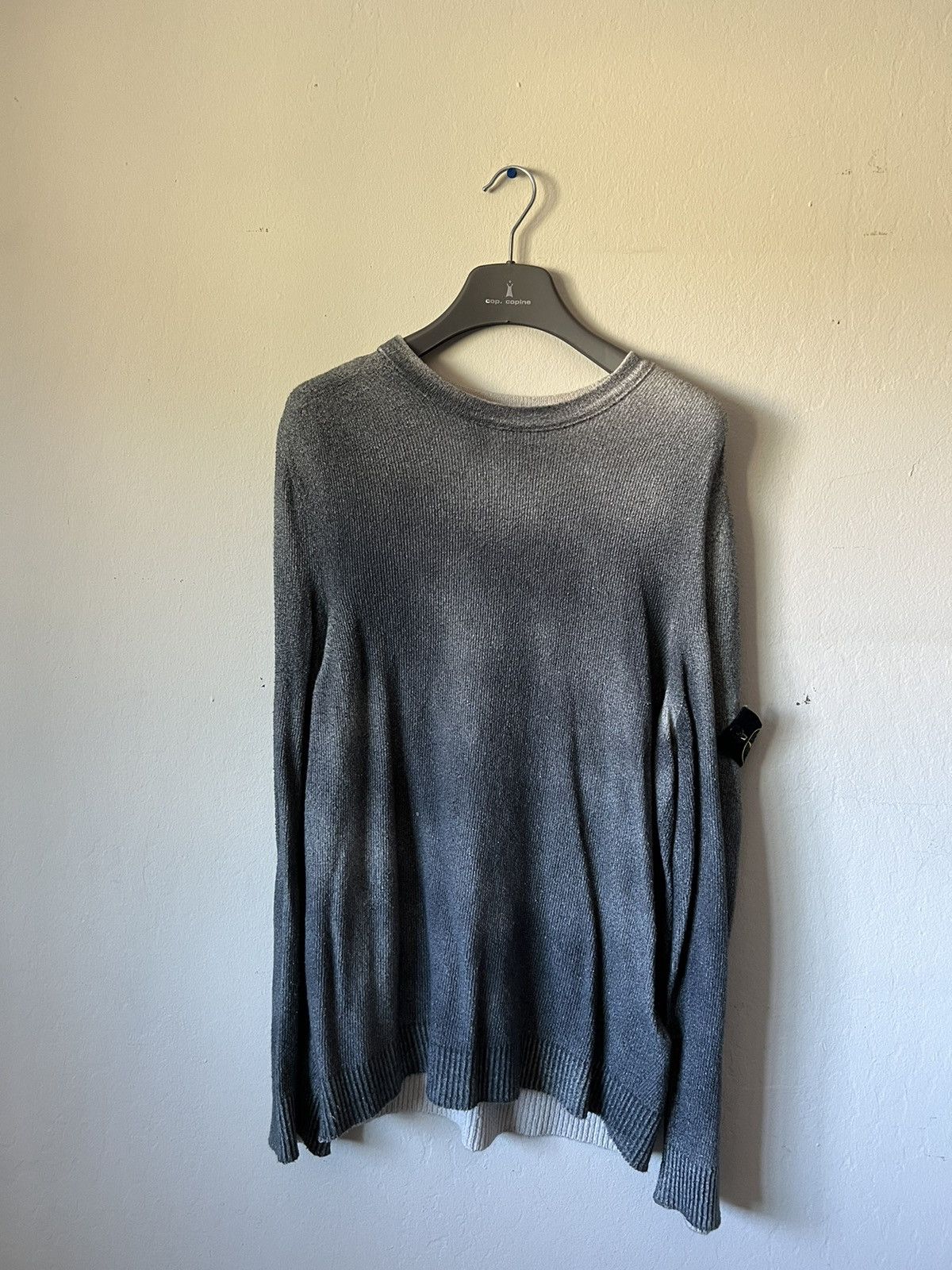 Stone Island Hand Sprayed Cotton Crew Knit Washed Gray