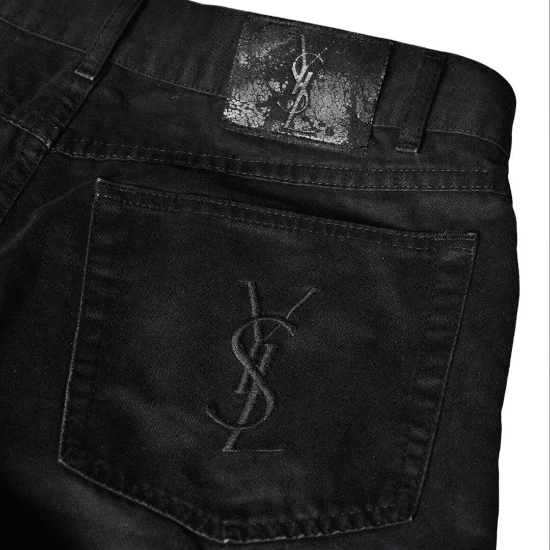 Vintage × Yves Saint Laurent 🔵embroidered pocket logo denim jeans light blue Size US 32 / EU 48 - 8 Thumbnail