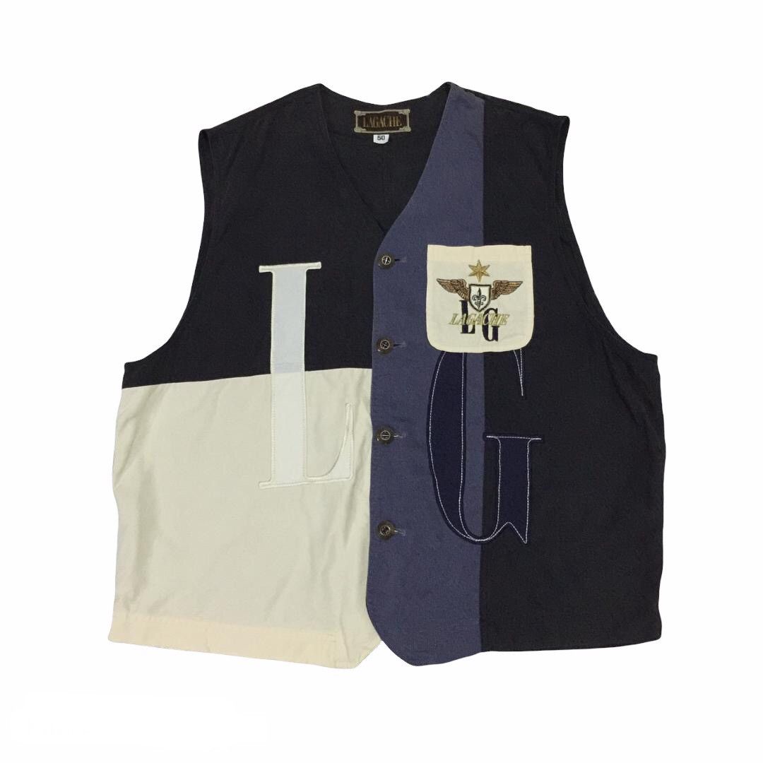 image of Lg Lagache Block Pattern Vest Made In Japan, Men's (Size Large)