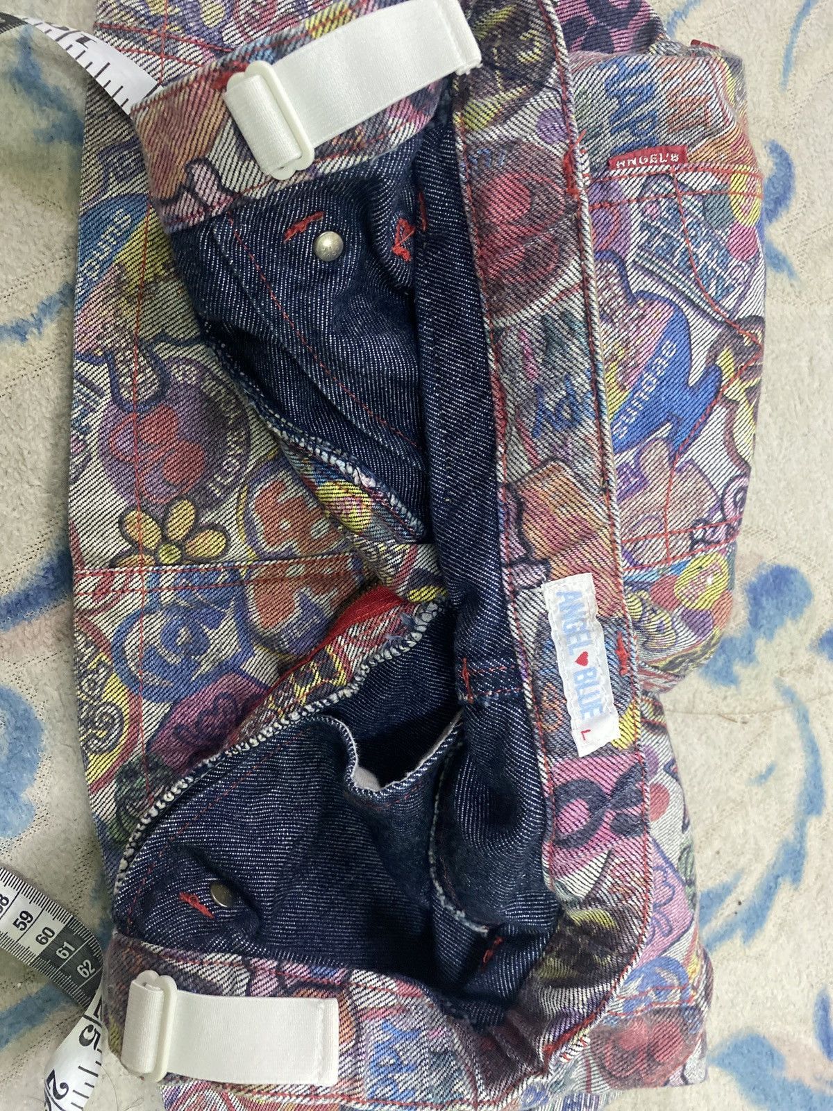 Japanese Brand × Vintage VINTAGE ANGEL❤️BLUE FULLPRINTED OVERPINTS MINI SKIRT JEANS Size 24" / US 00 / IT 34 - 9 Thumbnail