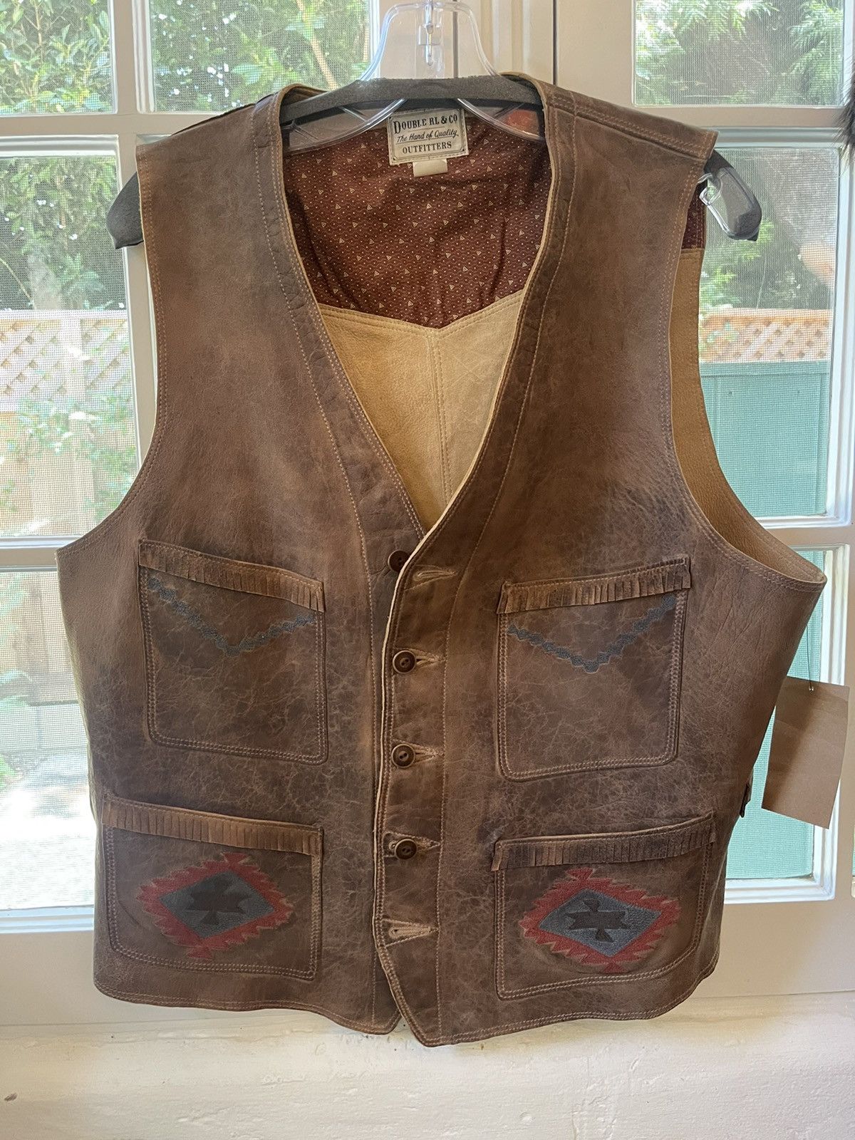 RRL Ralph Lauren Double RRL hand embossed leather vest Grailed