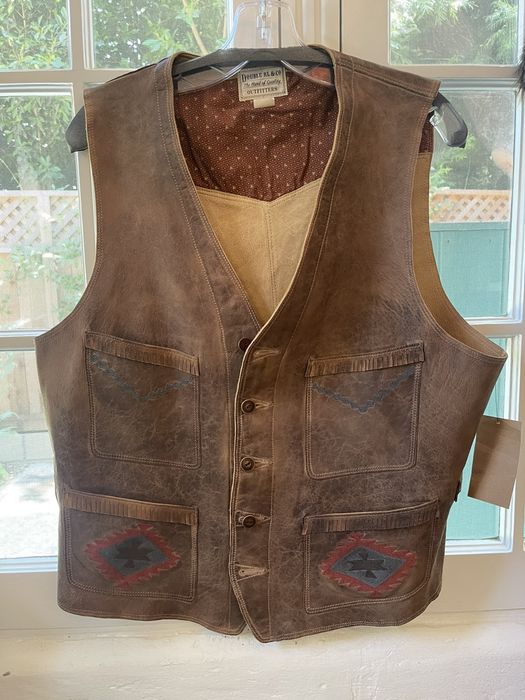 RRL Ralph Lauren Double RRL hand embossed leather vest Grailed