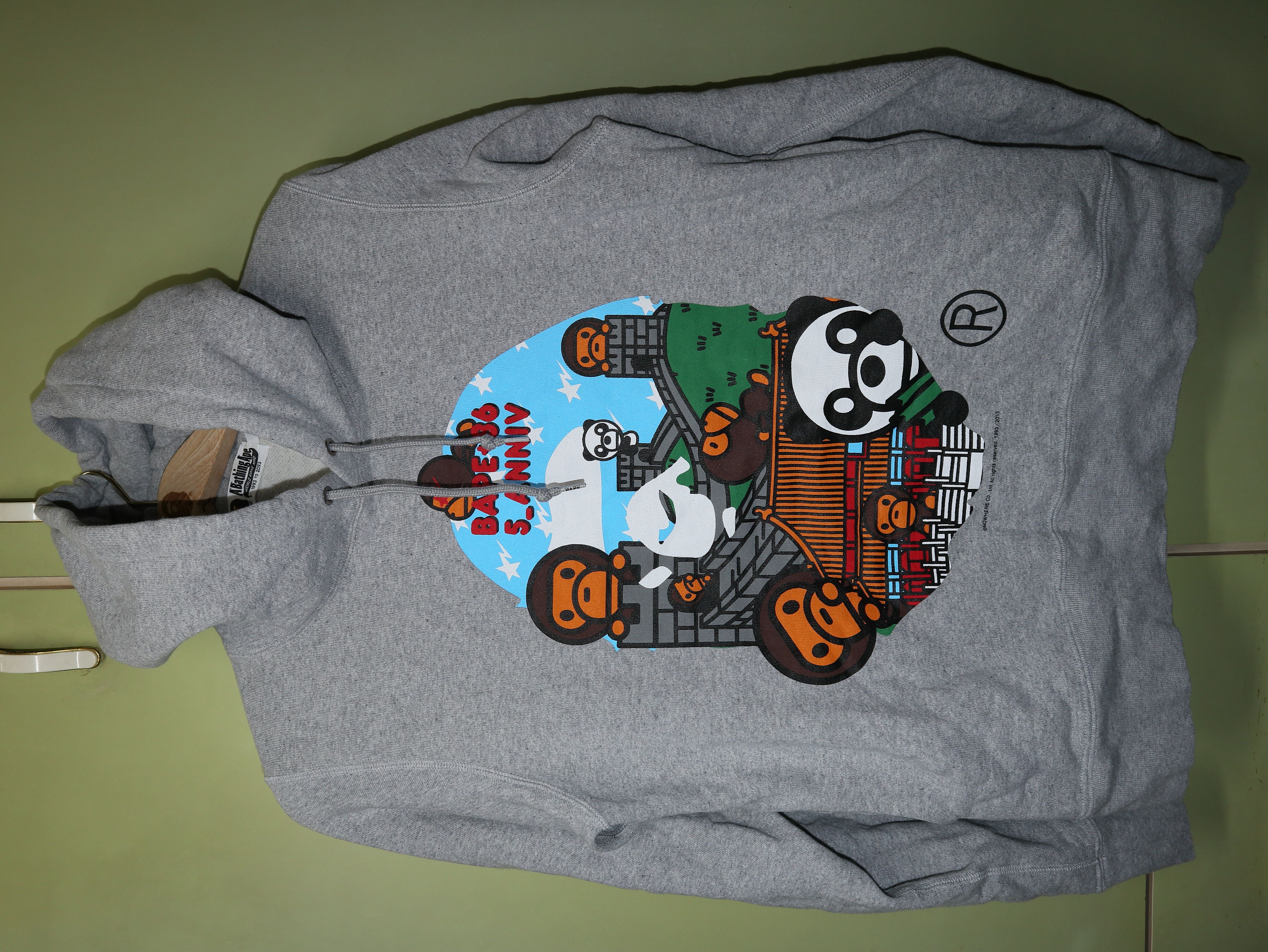 image of Bape China 5Th Anniversary Great Wall & Forbidden City Hoodie in Grey, Men's (Size Small)