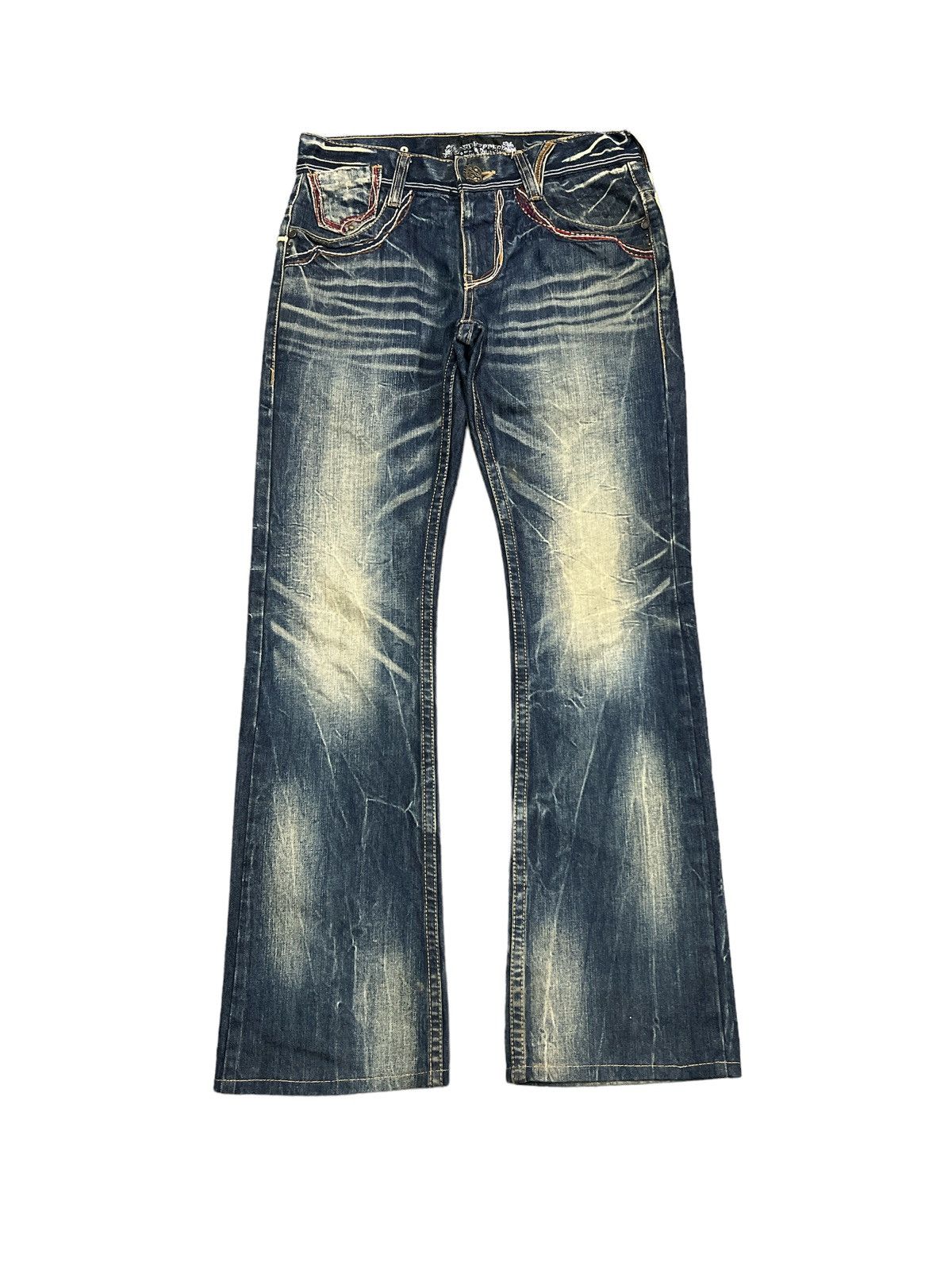 Japanese Brand FLARED💥RUSTY DENIM PANT BY RED PEPPER SPELL OUT ROPE Size US 29 - 1 Thumbnail