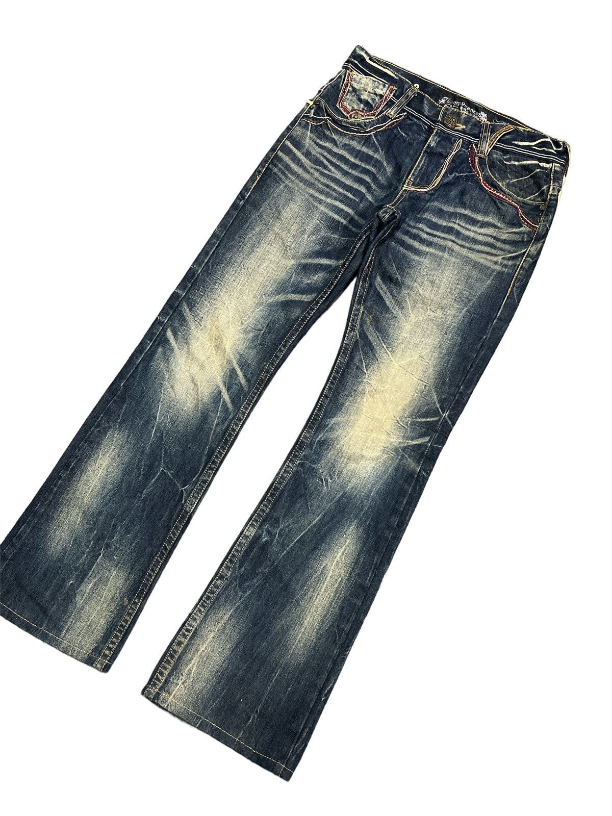 Japanese Brand FLARED💥RUSTY DENIM PANT BY RED PEPPER SPELL OUT ROPE Size US 29 - 4 Thumbnail