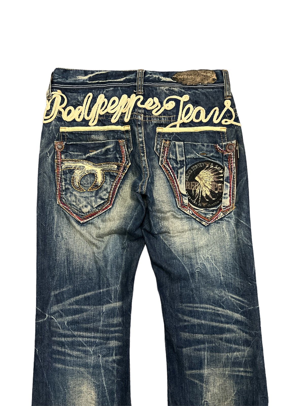 Japanese Brand FLARED💥RUSTY DENIM PANT BY RED PEPPER SPELL OUT ROPE Size US 29 - 7 Thumbnail