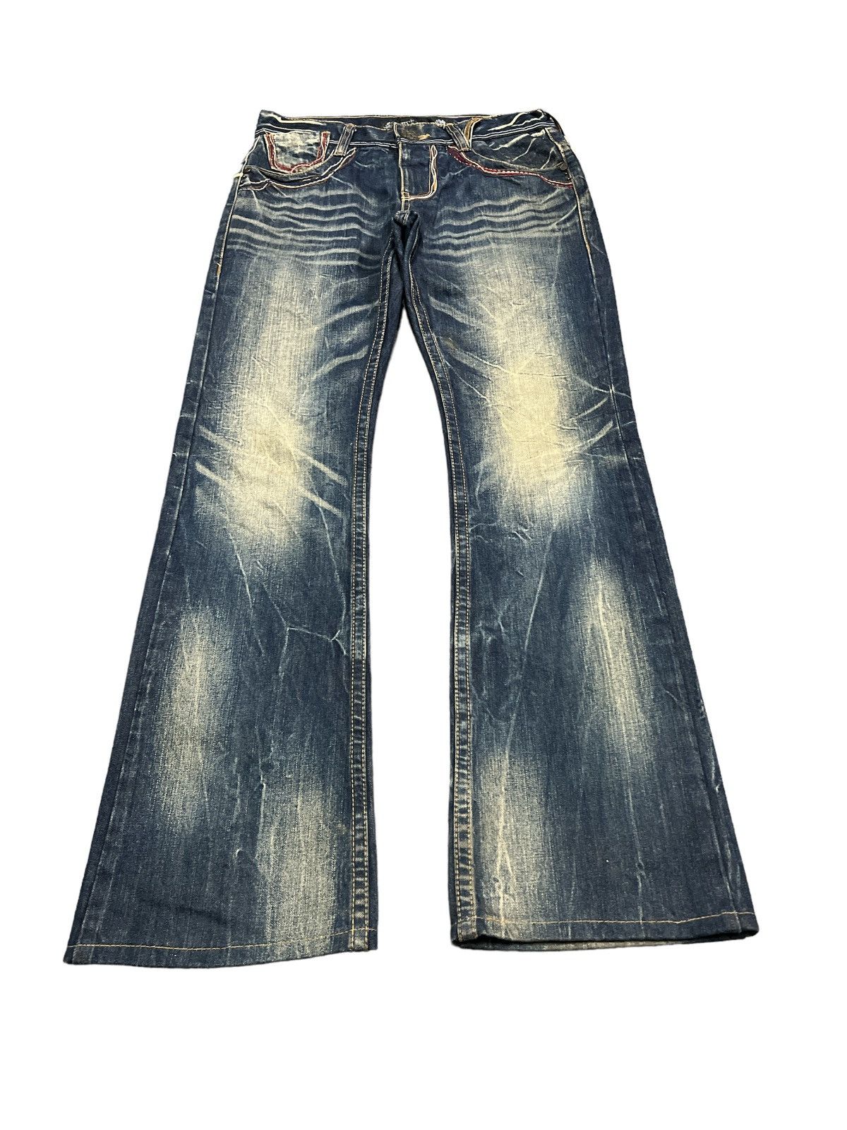 Japanese Brand FLARED💥RUSTY DENIM PANT BY RED PEPPER SPELL OUT ROPE Size US 29 - 3 Thumbnail