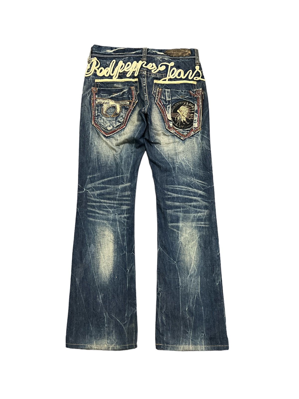 Japanese Brand FLARED💥RUSTY DENIM PANT BY RED PEPPER SPELL OUT ROPE Size US 29 - 6 Thumbnail
