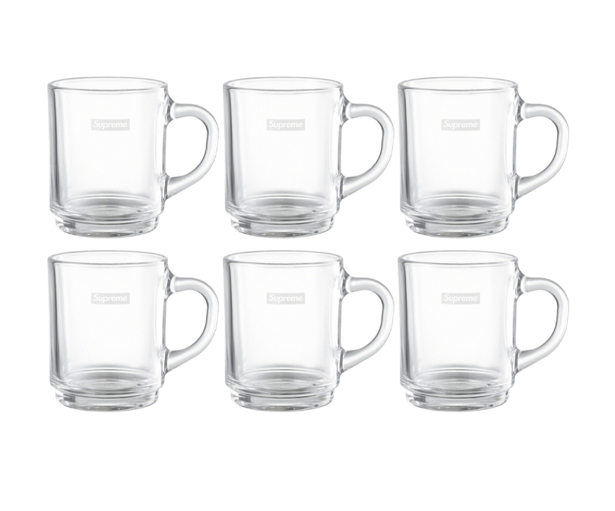 image of Hypebeast x Supreme Duralex Glass Mugs Clear (Set Of 6), Men's