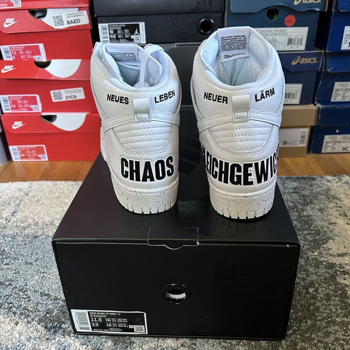 Jun Takahashi NiKE DUNK Hi 1985 UNDERCOVER STORE EXCLUSiVE CHAOS BALANCE Size US 11.5 / EU 44-45 - 17 Thumbnail