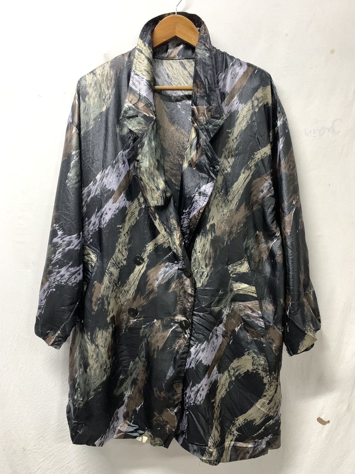 Japanese Brand Vintage Double Breasted Printed Nylon Jacket Size XL / US 12-14 / IT 48-50 - 1 Thumbnail