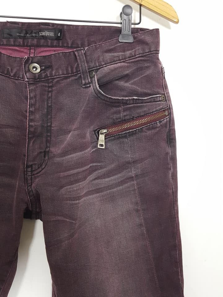 Schlussel Schlussel Biker Rocker Punk Burgundy Stretchable Jean Pant Size US 32 / EU 48 - 5 Thumbnail