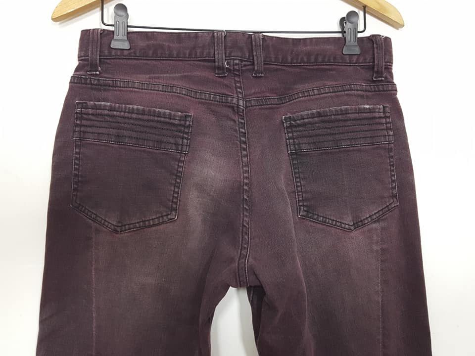 Schlussel Schlussel Biker Rocker Punk Burgundy Stretchable Jean Pant Size US 32 / EU 48 - 7 Thumbnail