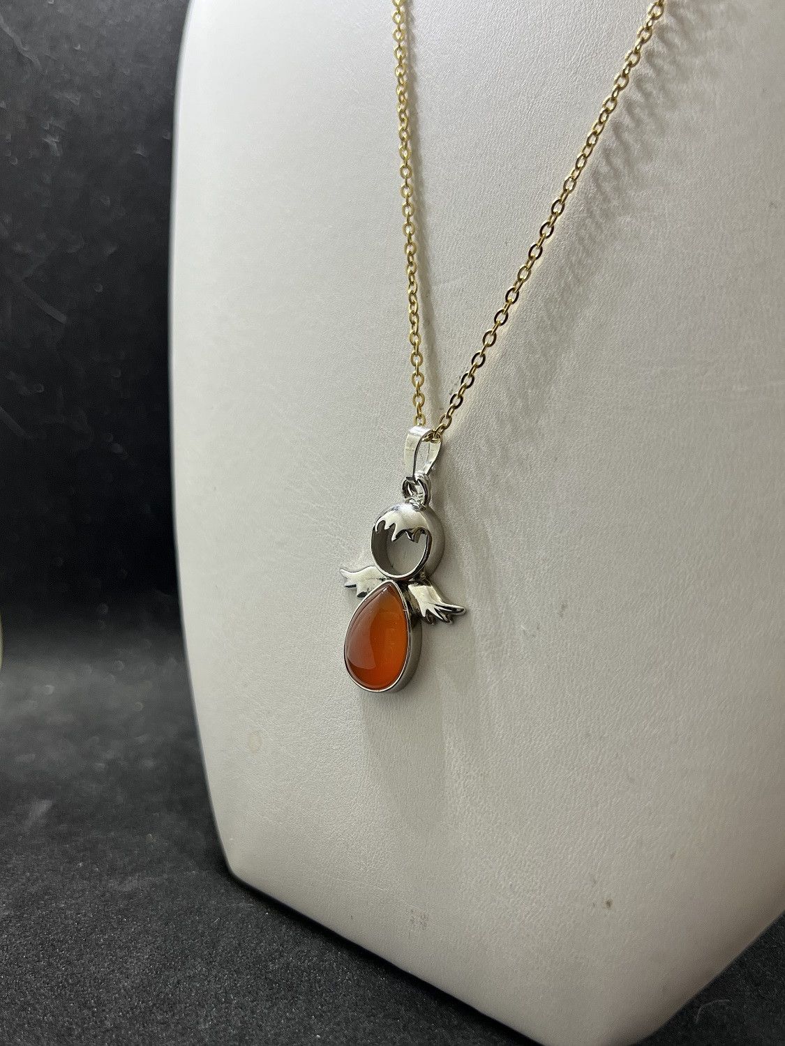 Jewelry Red Jade Angle Gold Chain Necklace Size ONE SIZE - 2 Thumbnail