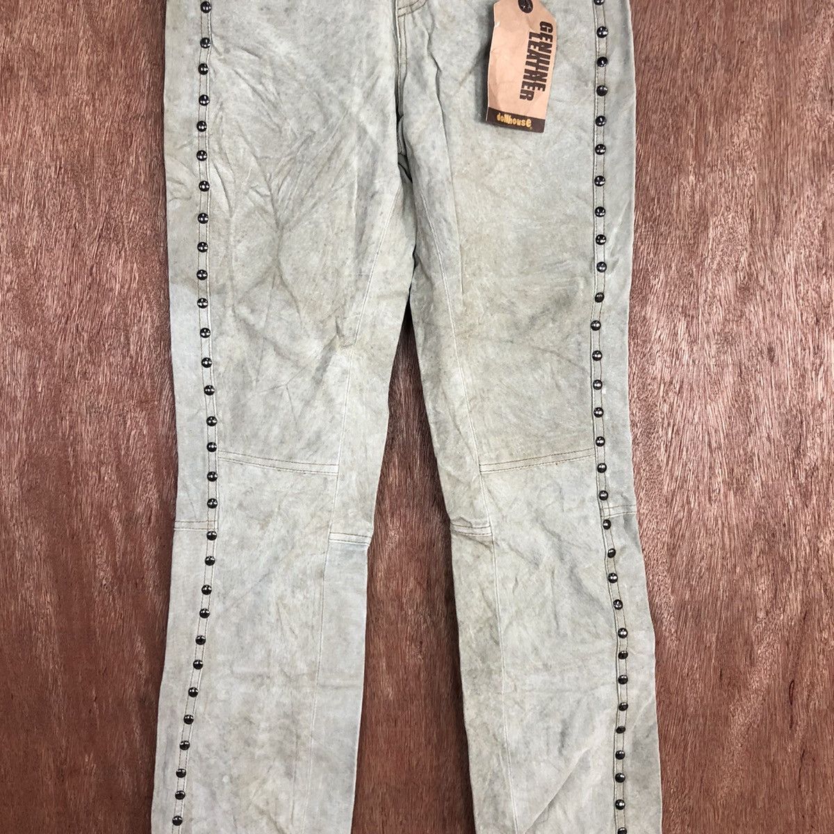 Genuine Leather DL DollHouse Light Grey Leather Pants #2670 Size 25" / US 0 / IT 36 - 4 Thumbnail