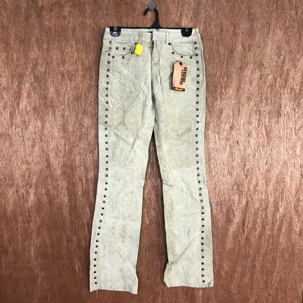 image of Genuine Leather Dl Dollhouse Light Grey Leather Pants 2670, Women's (Size 25)