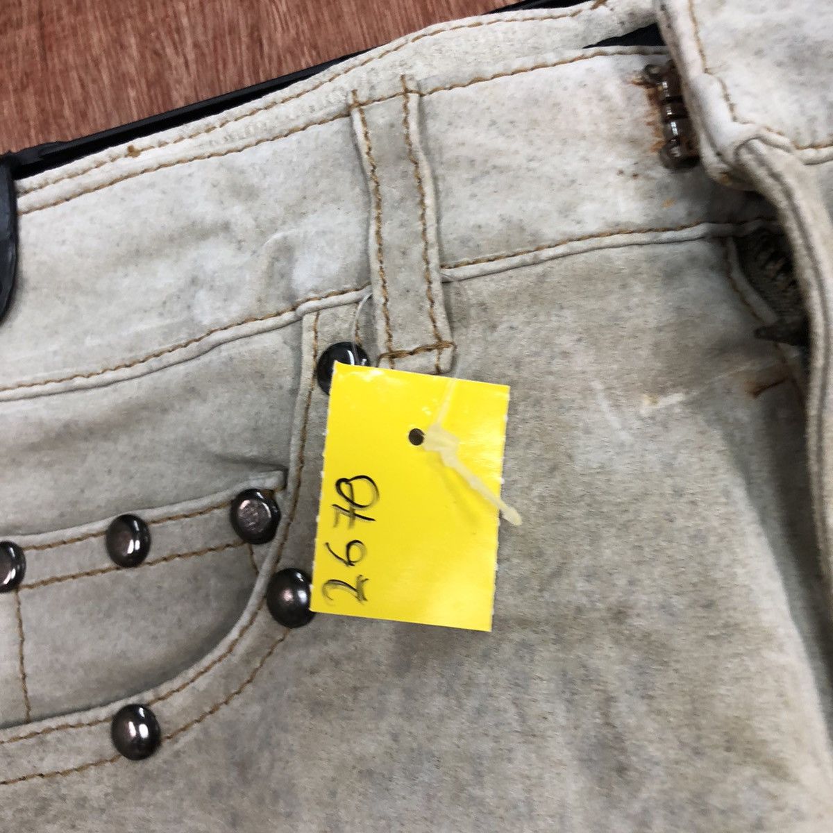 Genuine Leather DL DollHouse Light Grey Leather Pants #2670 Size 25" / US 0 / IT 36 - 6 Thumbnail