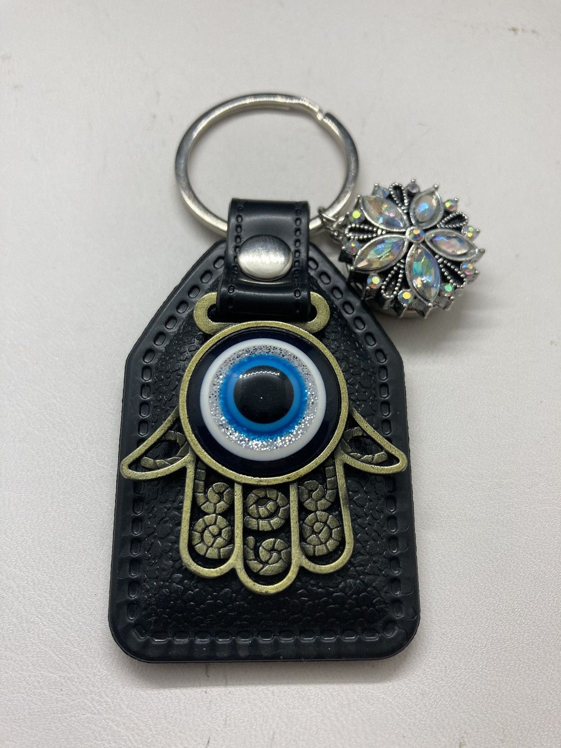 Jewelry Hamsa hand evil eye key chain - clear Size ONE SIZE - 3 Thumbnail