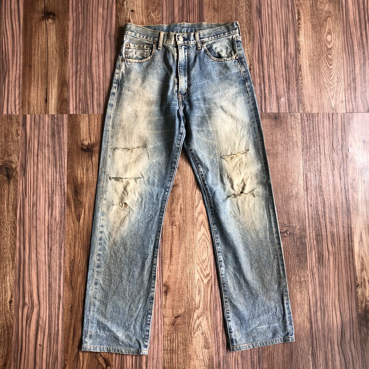 Levi's × Vintage Vintage 90’s Levis 502 Big E Distressed Selvedge Jeans Size US 32 / EU 48 - 14 Thumbnail