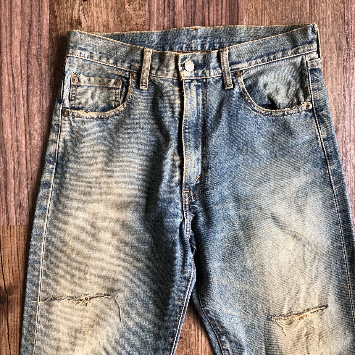 Levi's × Vintage Vintage 90’s Levis 502 Big E Distressed Selvedge Jeans Size US 32 / EU 48 - 4 Thumbnail