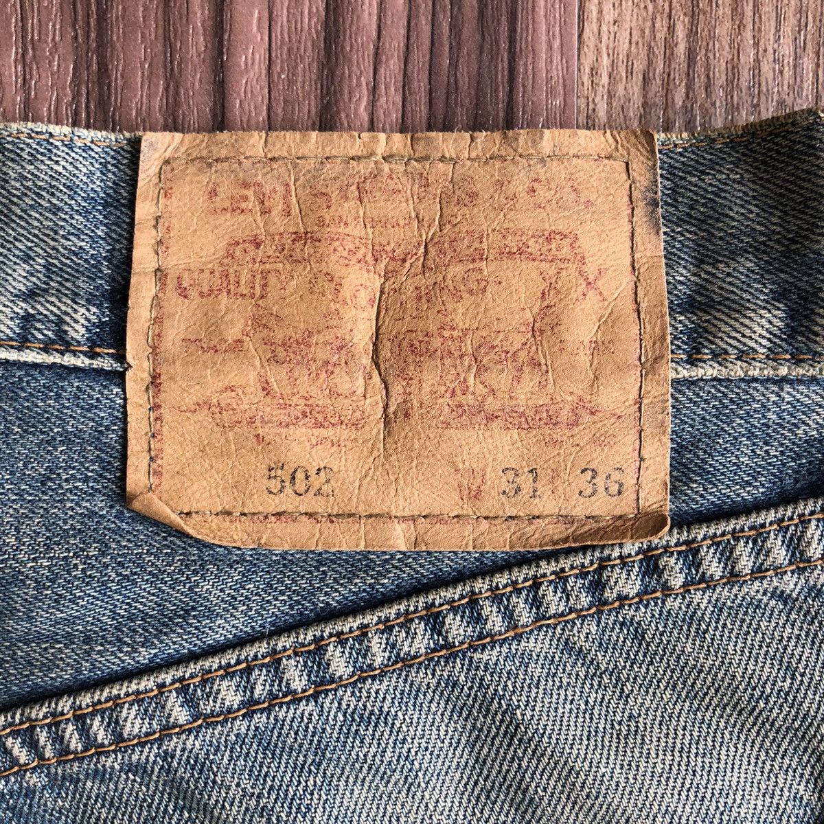 Levi's × Vintage Vintage 90’s Levis 502 Big E Distressed Selvedge Jeans Size US 32 / EU 48 - 12 Thumbnail