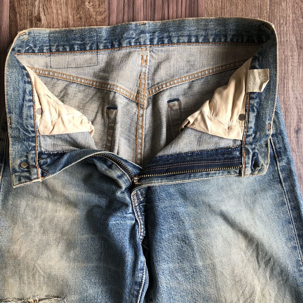 Levi's × Vintage Vintage 90’s Levis 502 Big E Distressed Selvedge Jeans Size US 32 / EU 48 - 6 Thumbnail