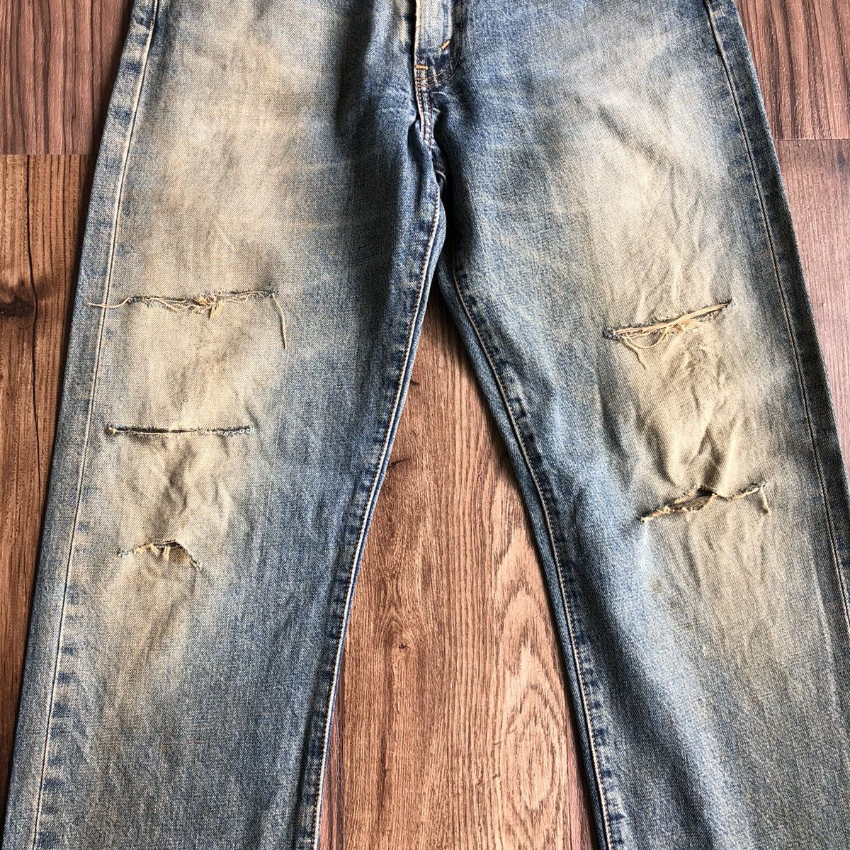 Levi's × Vintage Vintage 90’s Levis 502 Big E Distressed Selvedge Jeans Size US 32 / EU 48 - 3 Thumbnail