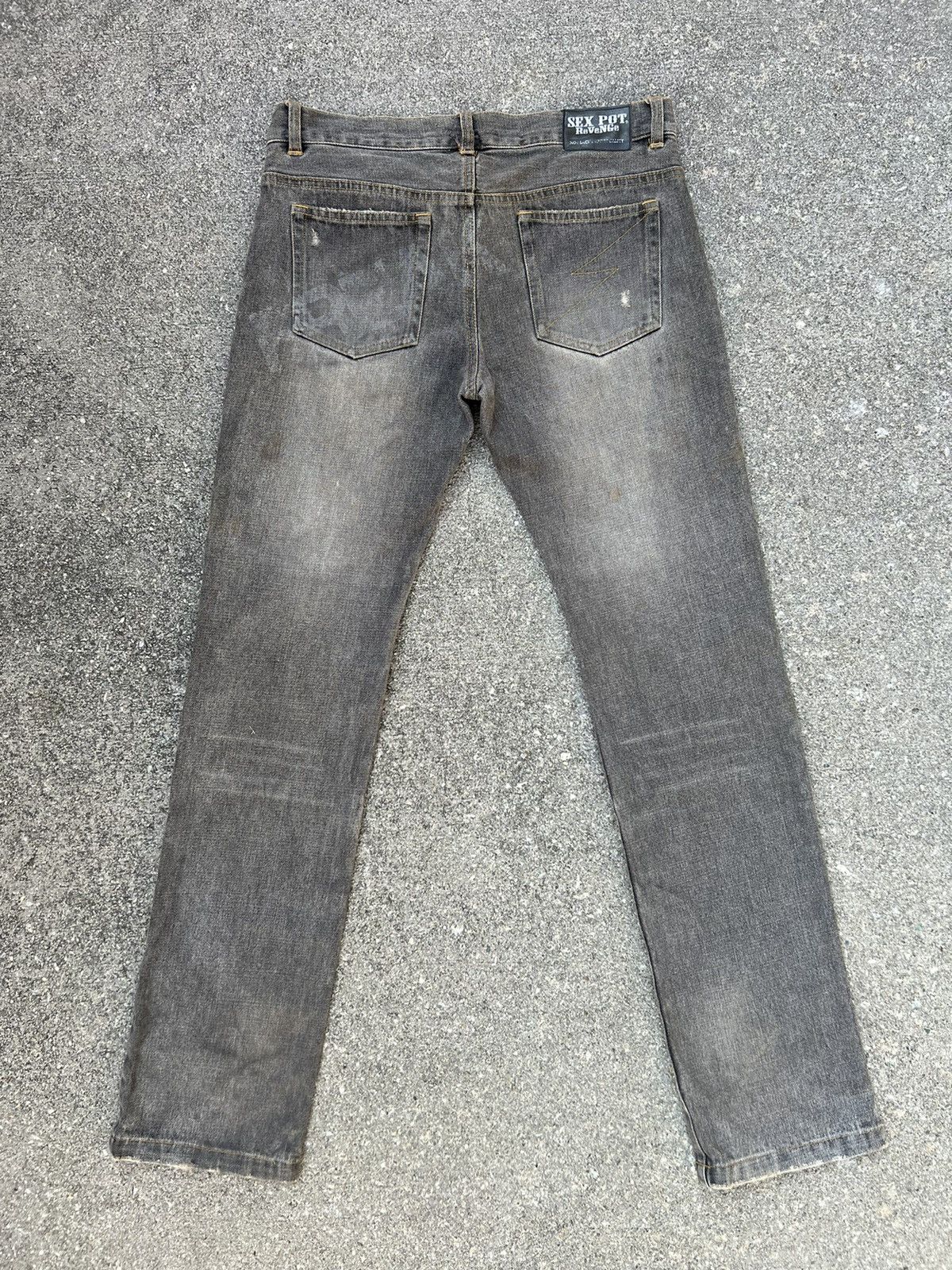Vintage VTG SEX POT REVENGE Japan Dirty Distress Denim Patches Jeans Size US 31 - 2 Thumbnail