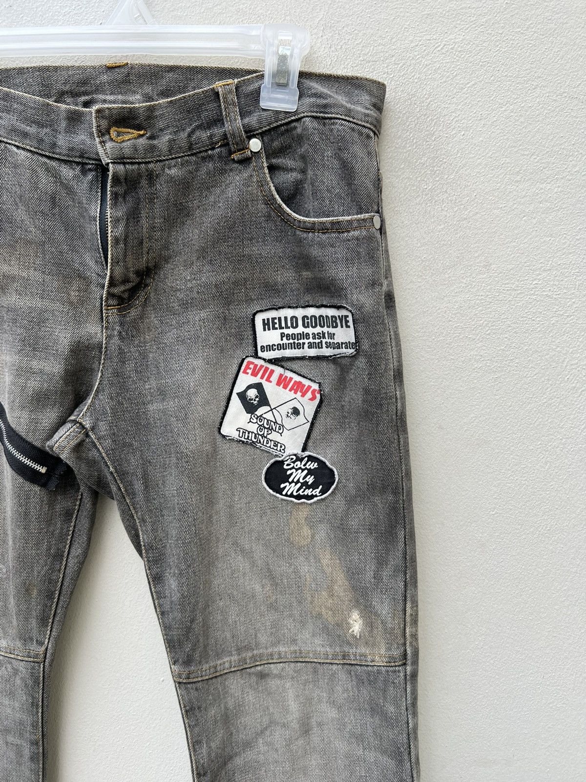 Vintage VTG SEX POT REVENGE Japan Dirty Distress Denim Patches Jeans Size US 31 - 7 Thumbnail