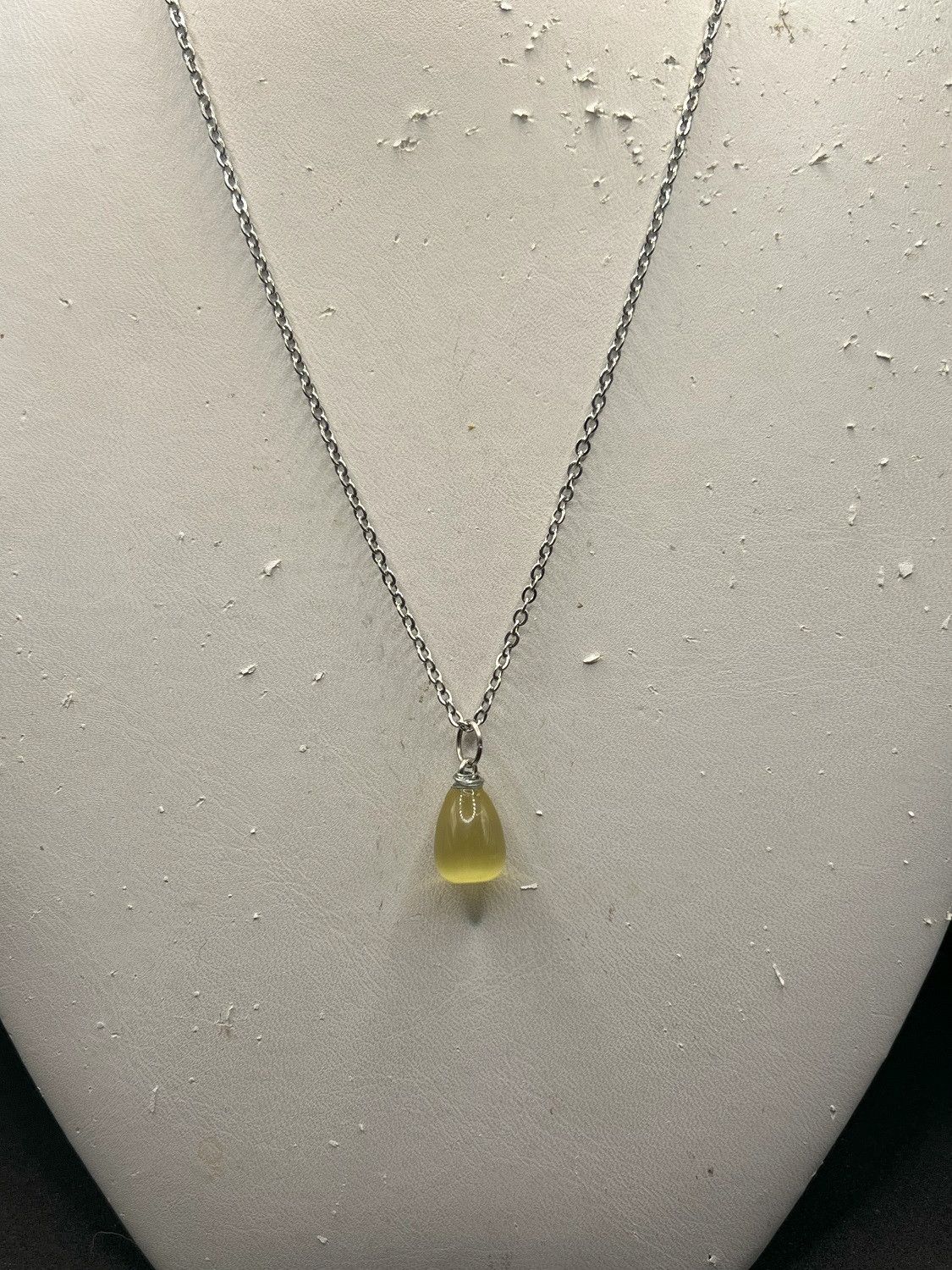 Handmade Yellow Cat eye Crystal drop stainless steel necklace Size ONE SIZE - 1 Thumbnail
