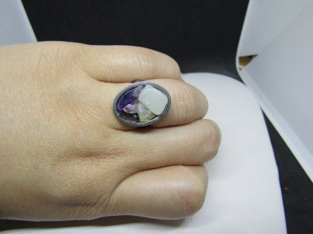 Handmade Mix gems stainless steel ring - size 7.75 Size ONE SIZE - 3 Thumbnail