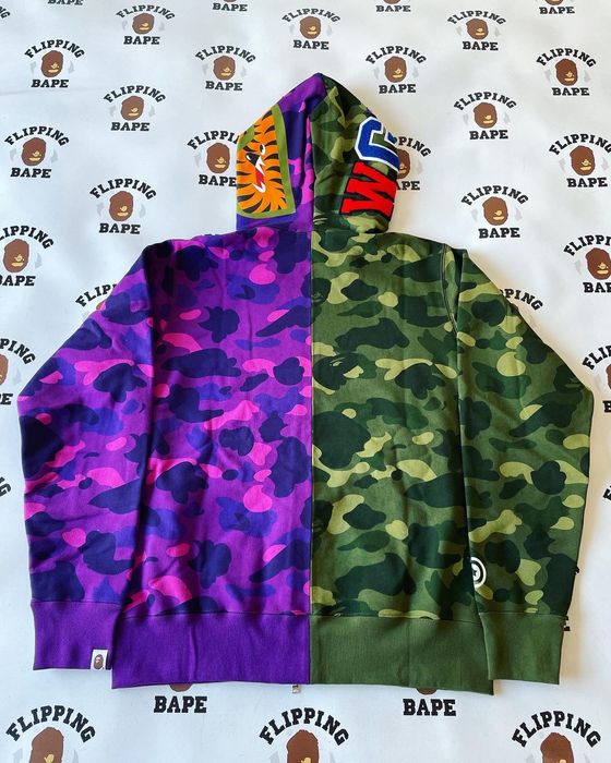 Bape color camo shark full zip hoodie discount blue