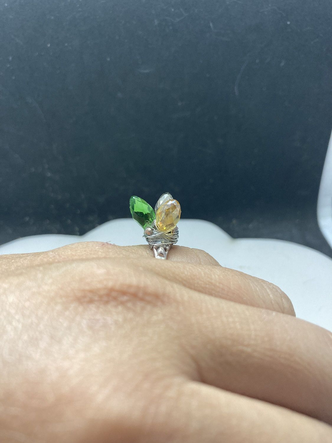 Handmade Mix Crystal beads Tibetan silver ring - size 6.25 Size ONE SIZE - 4 Thumbnail