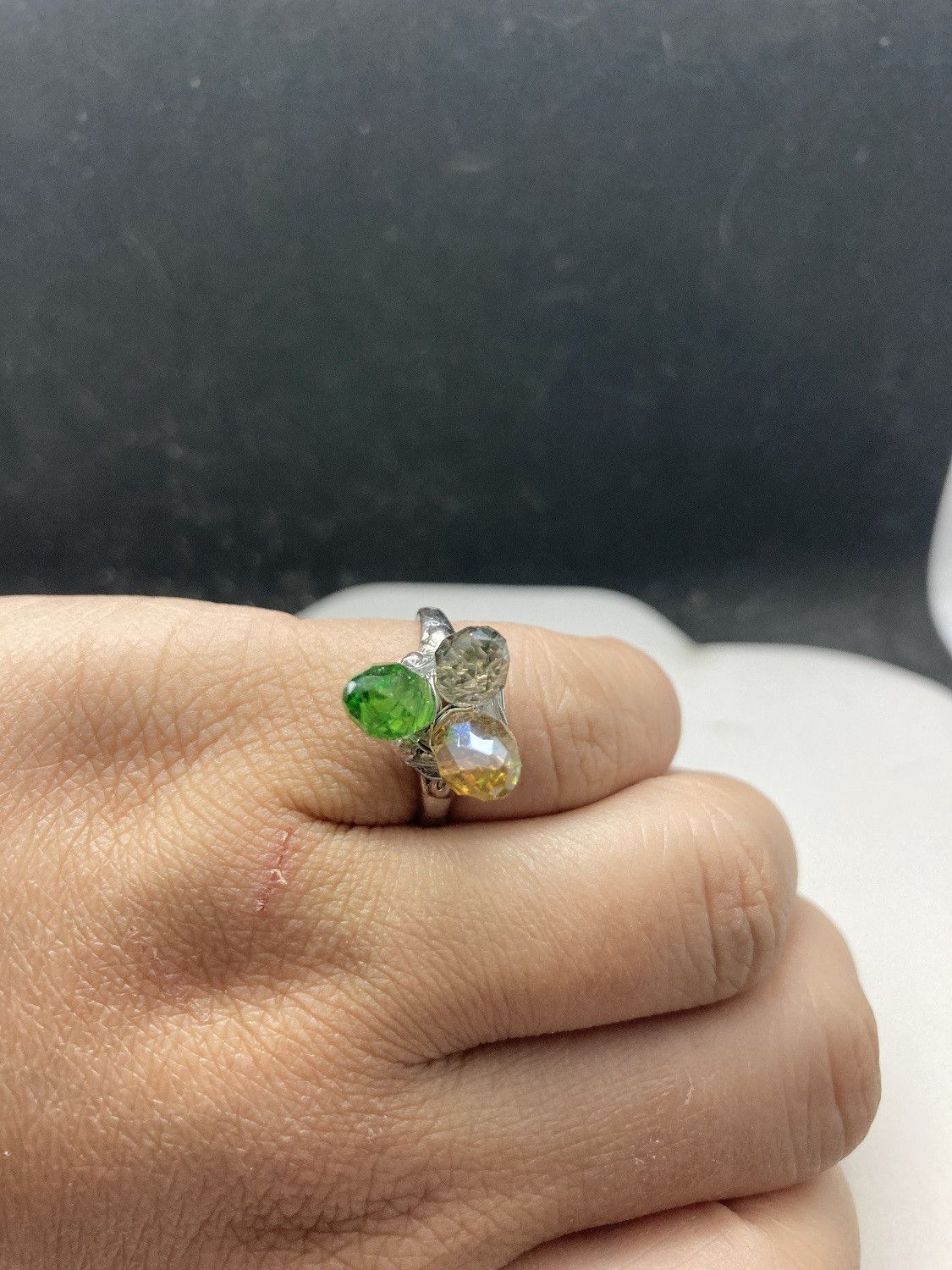 Handmade Mix Crystal beads Tibetan silver ring - size 6.25 Size ONE SIZE - 5 Thumbnail