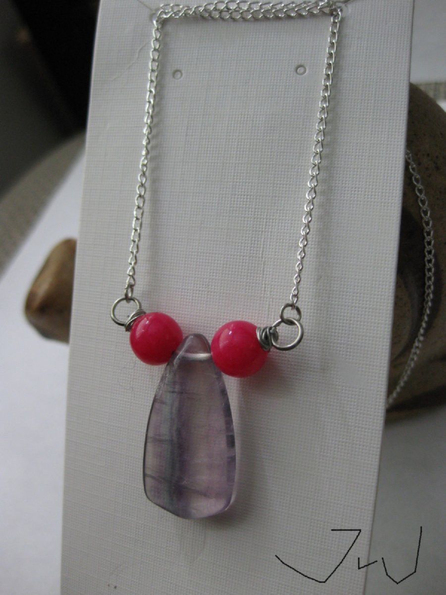 Handmade × Jewelry Crystal Chain Necklace with Pink Beads Size ONE SIZE - 2 Thumbnail