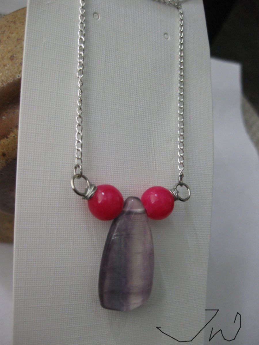 Handmade × Jewelry Crystal Chain Necklace with Pink Beads Size ONE SIZE - 3 Thumbnail