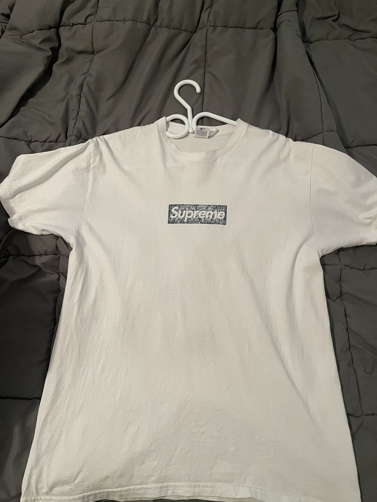 NEW SUPREME X NEW YORK YANKEES BOX LOGO TEE SHIRT WHITE SS15 SIZE LARGE  RARE