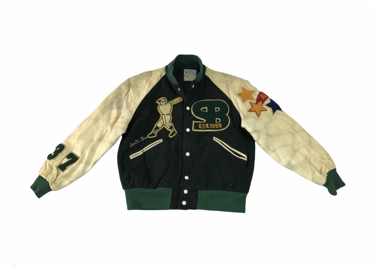Leather Vintage 60s Butwin USA South Bronx All Star Varsity Jacket Size US M / EU 48-50 / 2 - 2 Thumbnail