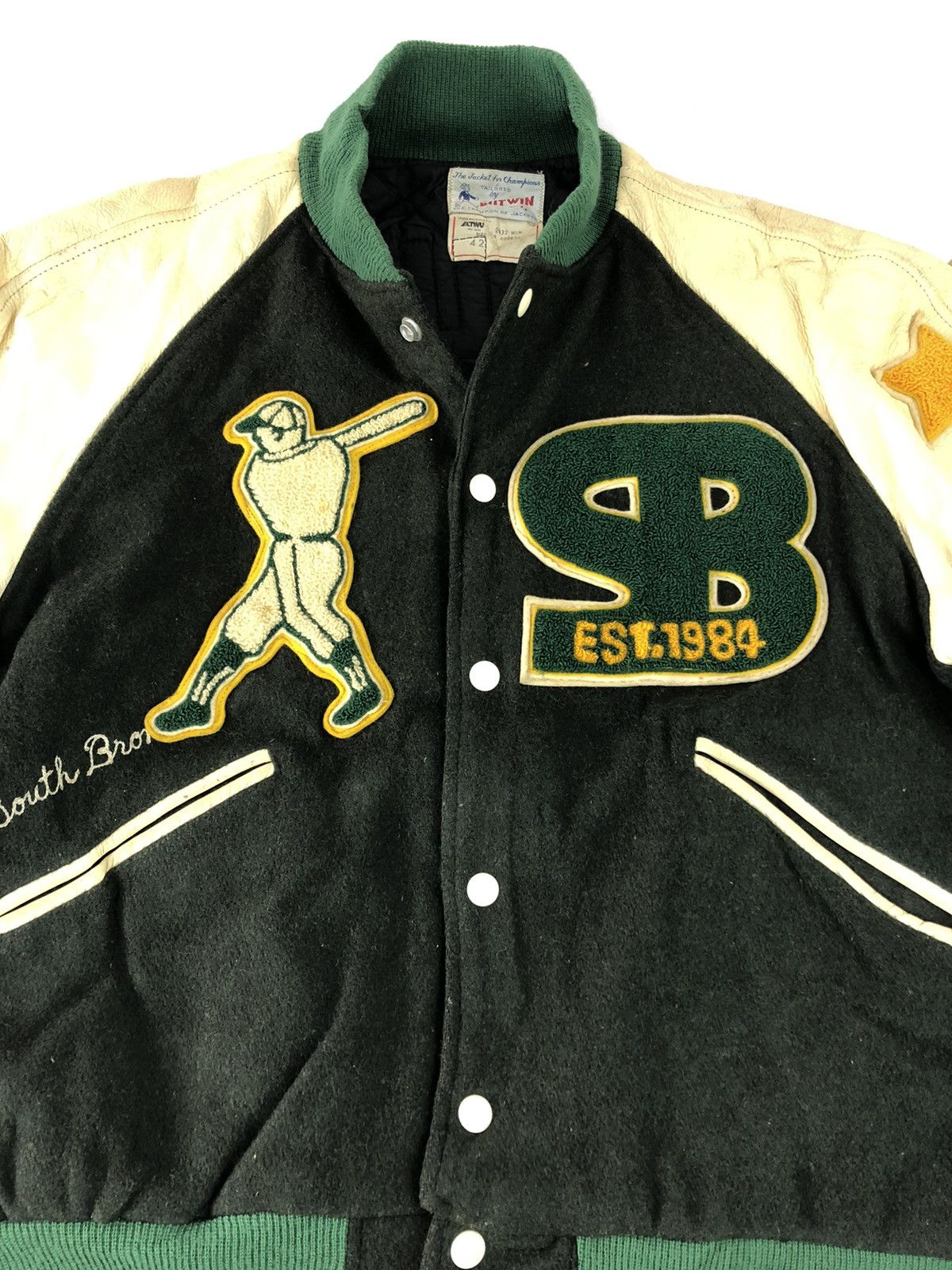 Leather Vintage 60s Butwin USA South Bronx All Star Varsity Jacket Size US M / EU 48-50 / 2 - 17 Thumbnail