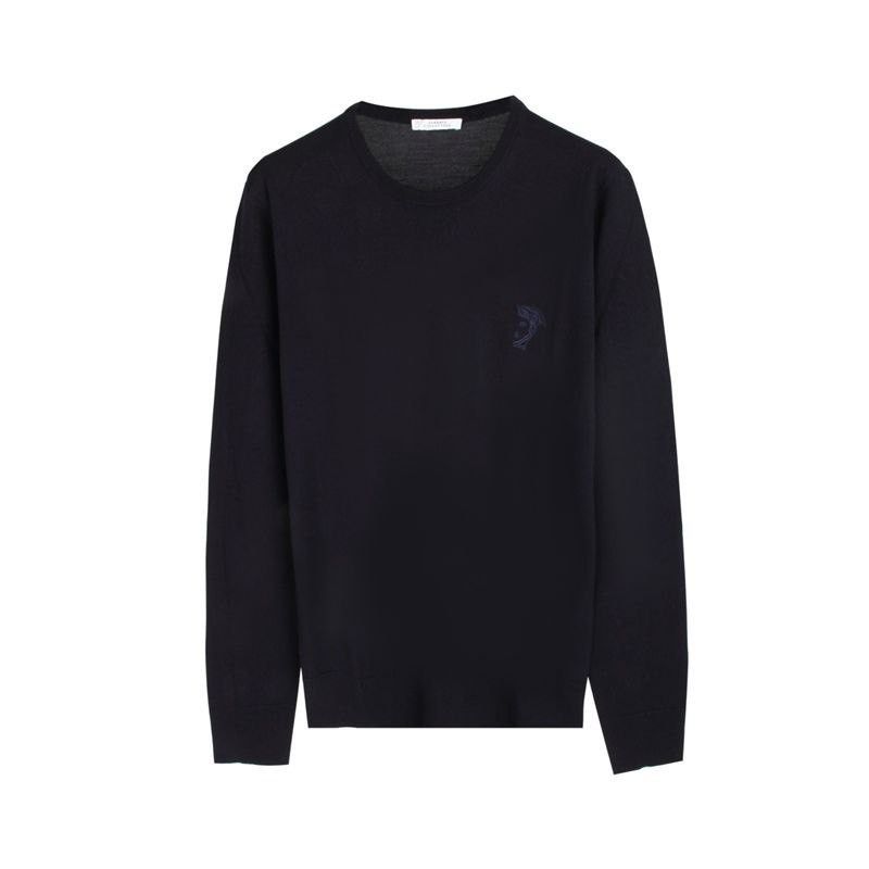 image of Italian Designers x Versace Merino Wool Sweater in Navy, Men's (Size Small)