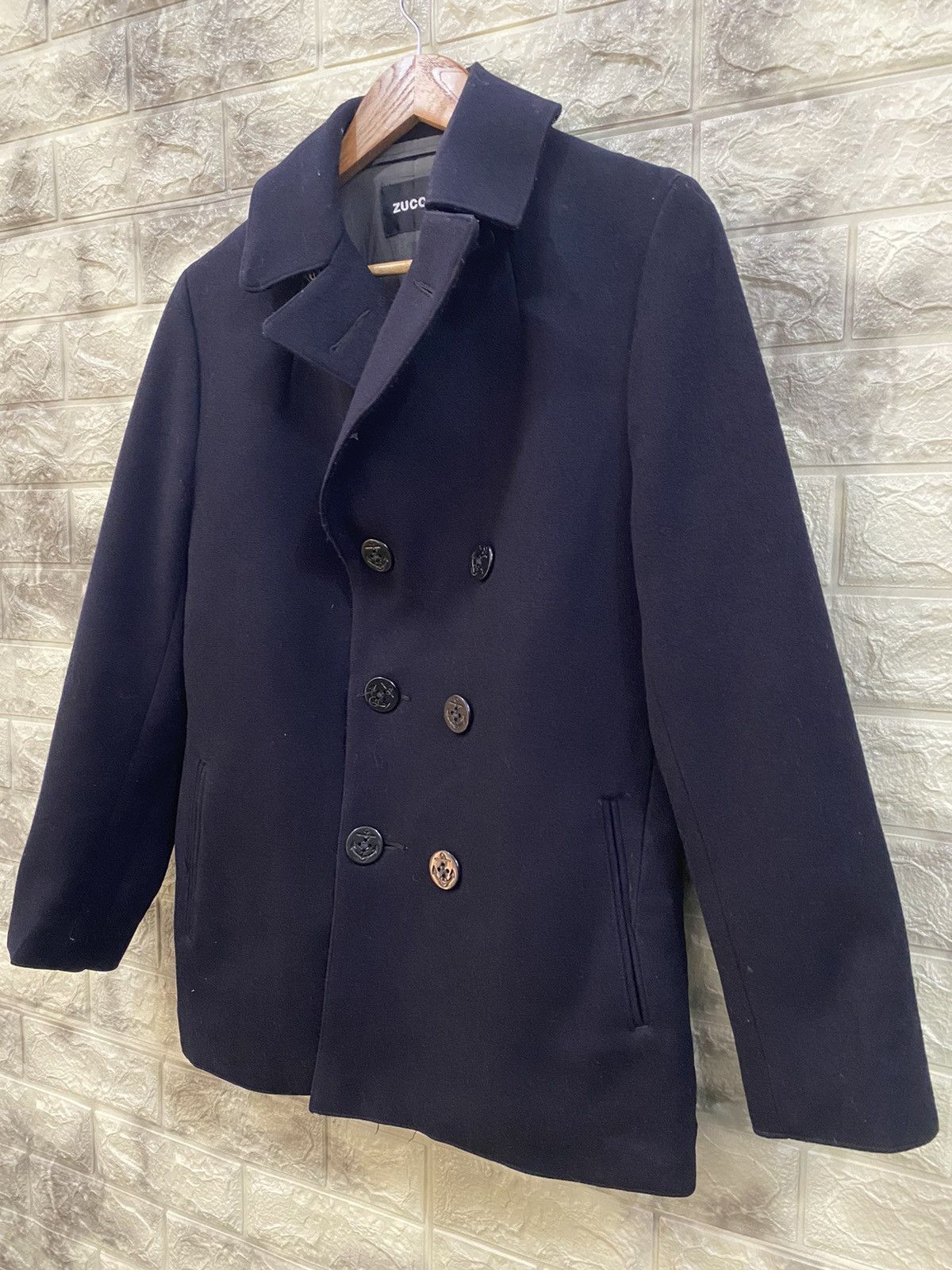 CABANE de ZUCCa × Issey Miyake 🔥Zucca x Issey Miyake Double Breasted Navy Pea Coat Size US S / EU 44-46 / 1 - 3 Thumbnail
