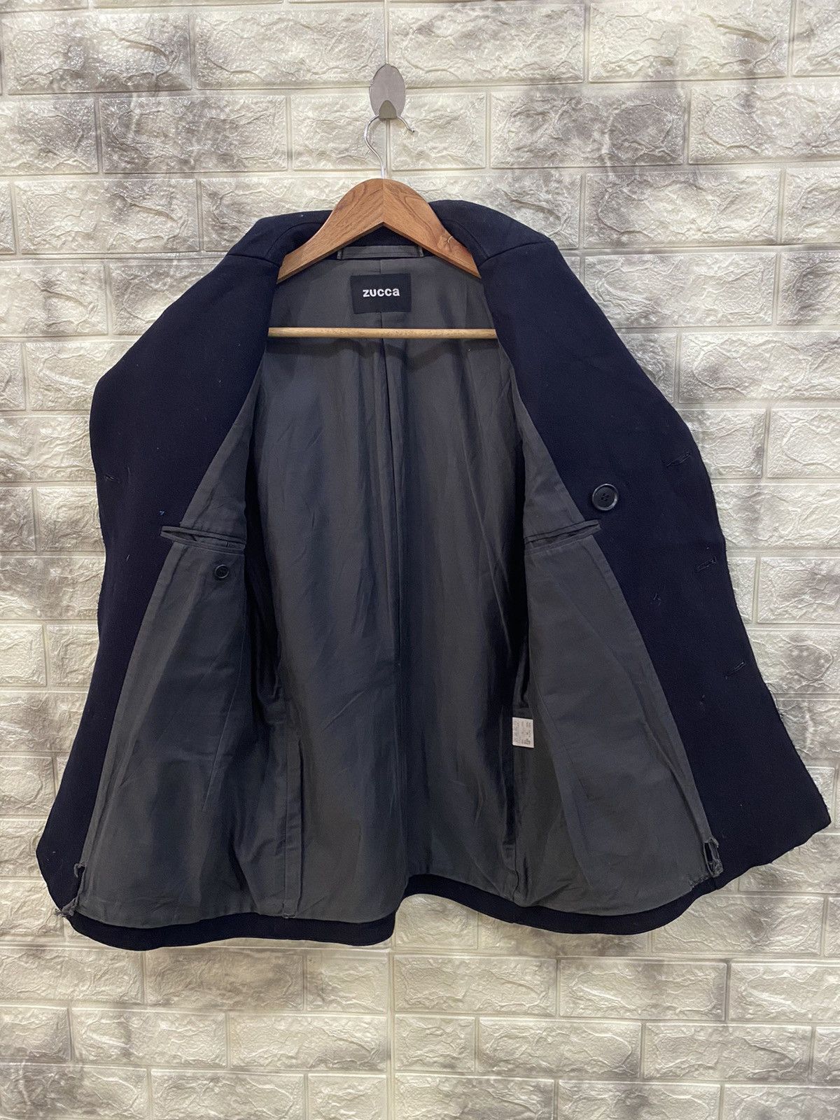 CABANE de ZUCCa × Issey Miyake 🔥Zucca x Issey Miyake Double Breasted Navy Pea Coat Size US S / EU 44-46 / 1 - 8 Thumbnail