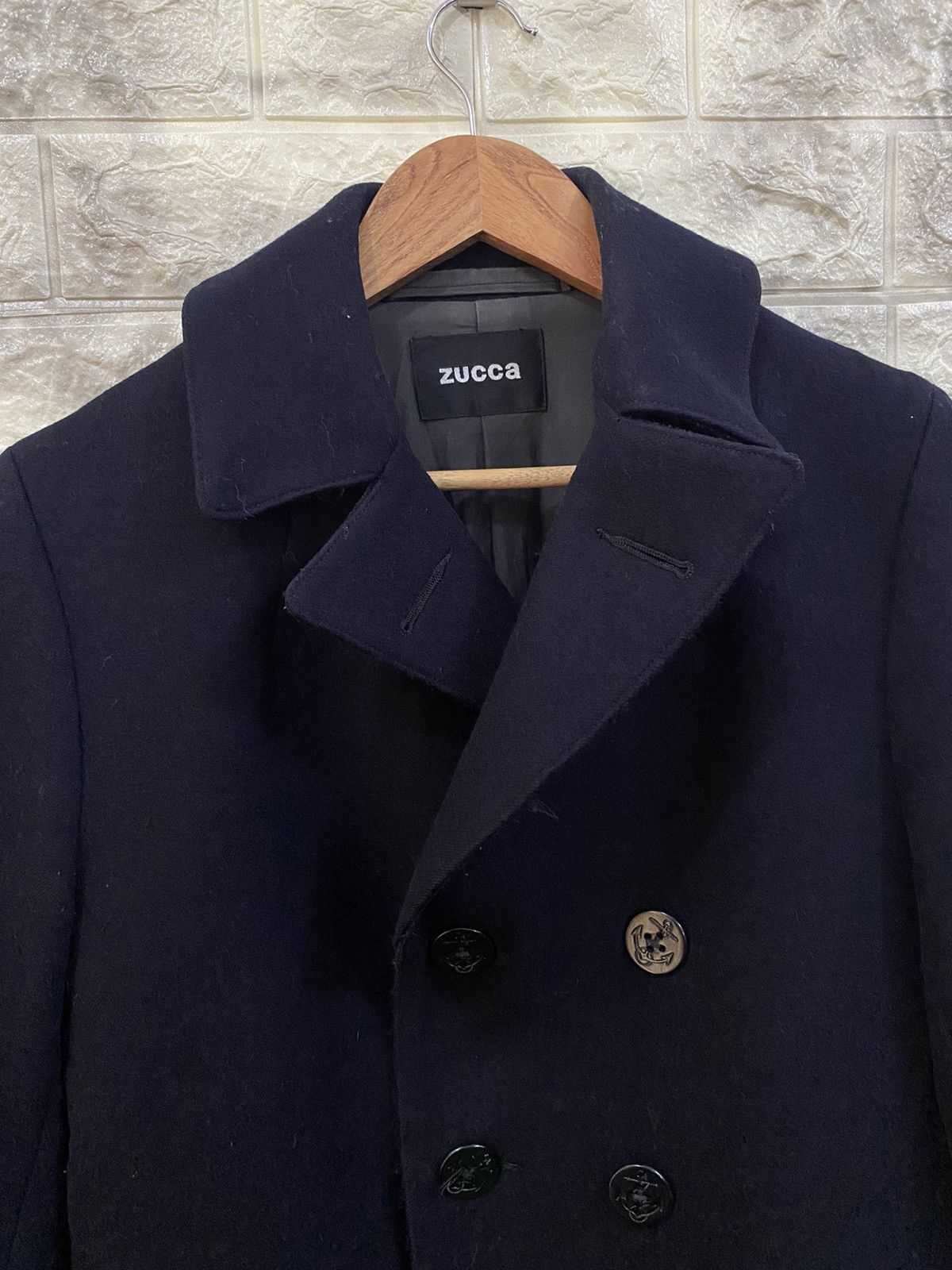 CABANE de ZUCCa × Issey Miyake 🔥Zucca x Issey Miyake Double Breasted Navy Pea Coat Size US S / EU 44-46 / 1 - 5 Thumbnail
