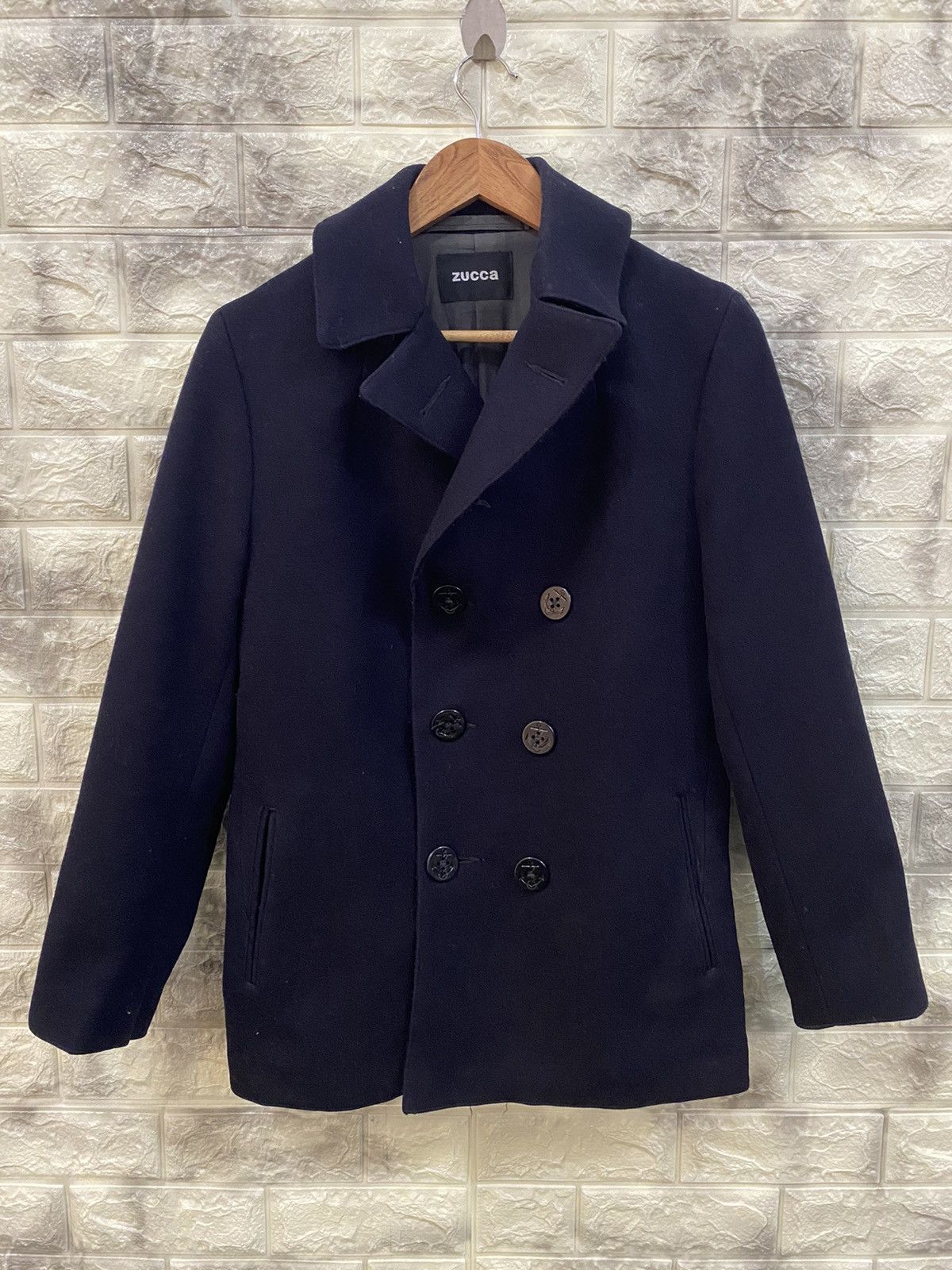 CABANE de ZUCCa × Issey Miyake 🔥Zucca x Issey Miyake Double Breasted Navy Pea Coat Size US S / EU 44-46 / 1 - 1 Thumbnail