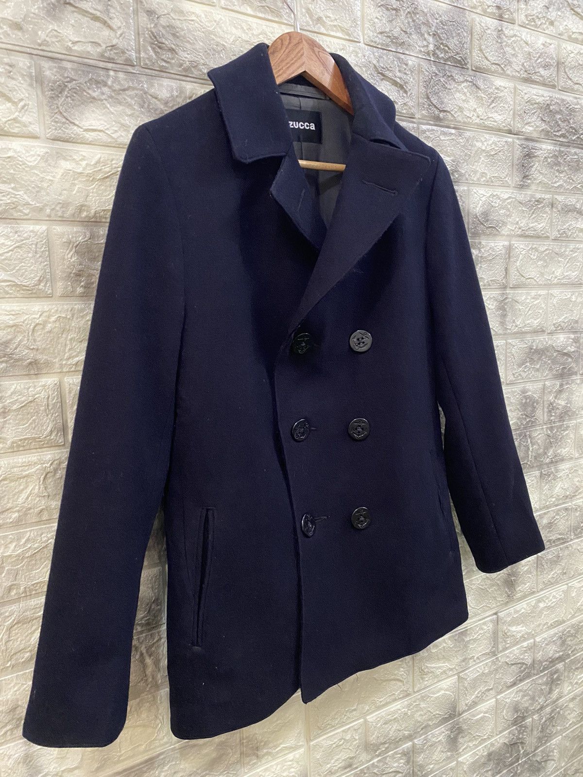 CABANE de ZUCCa × Issey Miyake 🔥Zucca x Issey Miyake Double Breasted Navy Pea Coat Size US S / EU 44-46 / 1 - 4 Thumbnail