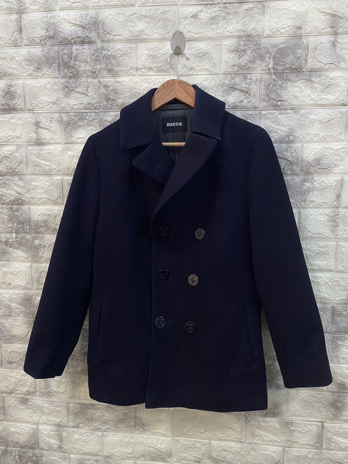 CABANE de ZUCCa × Issey Miyake 🔥Zucca x Issey Miyake Double Breasted Navy Pea Coat Size US S / EU 44-46 / 1 - 2 Thumbnail