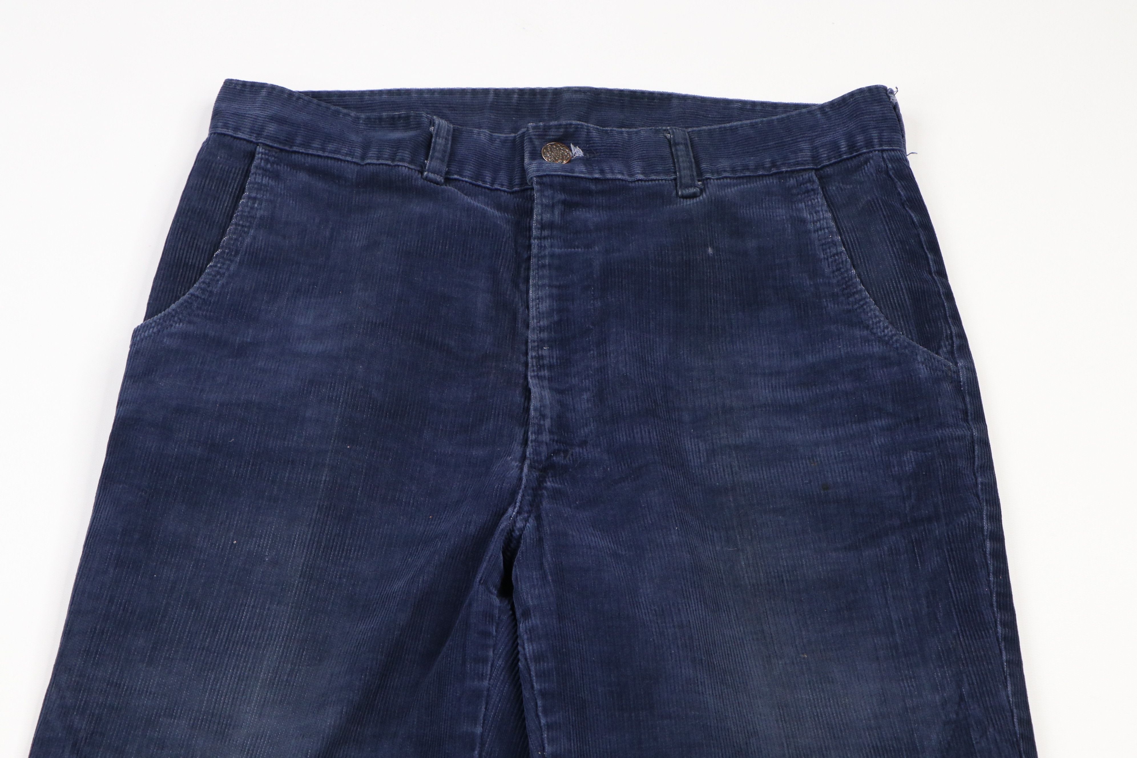 Vintage Vintage 70s Wide Leg Bell Bottom Corduroy Pants Navy USA Size US 30 / EU 46 - 2 Thumbnail